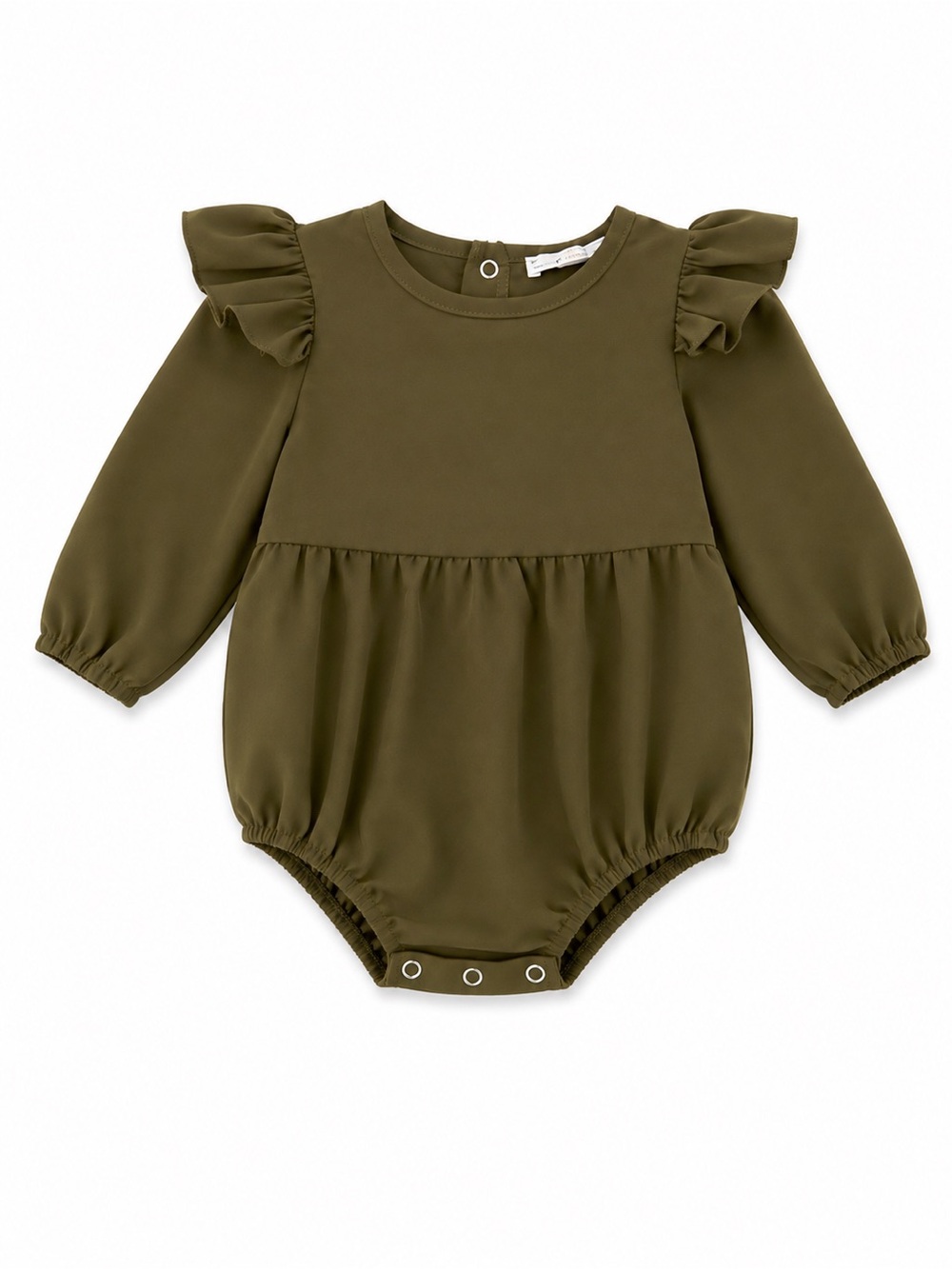 Bailey’s Blossoms Olive Flutter Sleeve Bubble Romper 3-6M Baby Girl